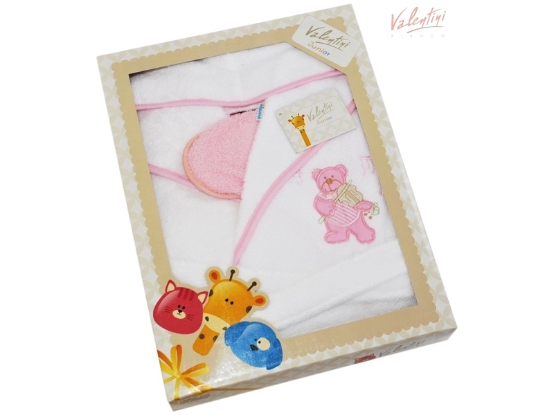 Dětský froté župan VALENTINI vel. 6 let bílý/růžový
